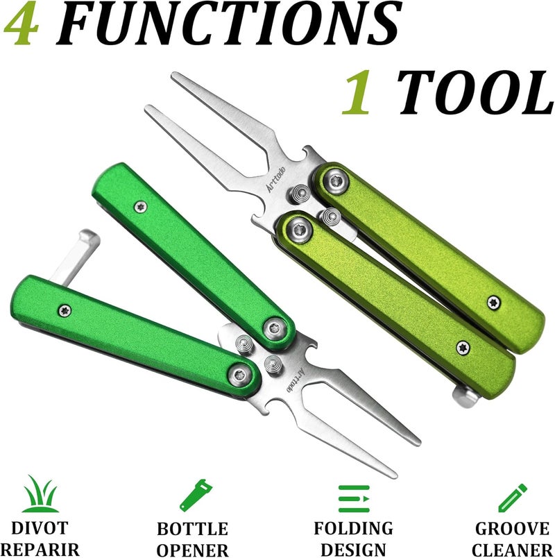Arttodo Golf Divot Repair Tool, Stainless Steel Foldable Divot Tool & Golf Divot Tool with Bottle Opener, Golf Accessories for Men and Women - Image 2